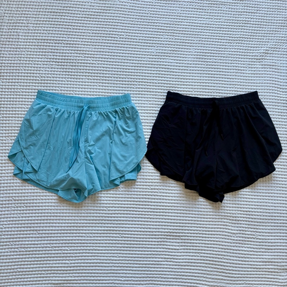 All in Motion Women’s 3” Flutter Athletic Shorts Bundle: Blue & Black - Medium